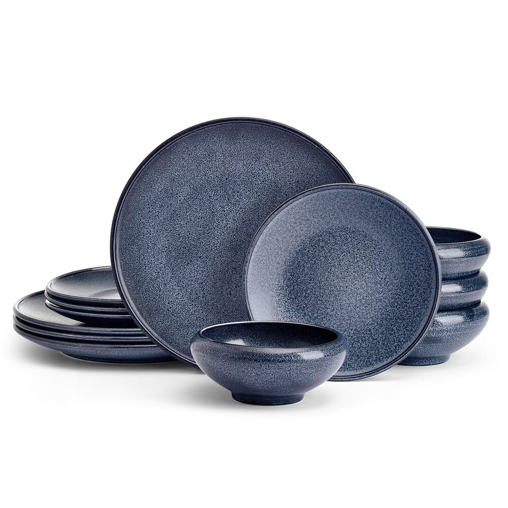 Rylan 12-Piece Dinnerware Set - Porcelain Plates, Bowls & Mugs for 4 People - Elegant Tableware for Family Dinners, Parties & Everyday Use