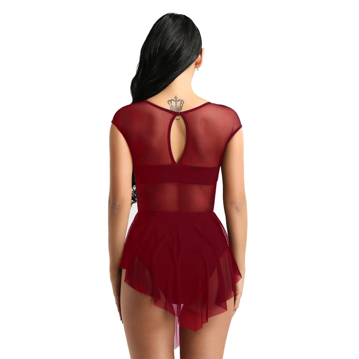 Women's Lyrical Ballet Leotard - Contemporary Dance Costume with Mesh Design for Latin & Modern Dance Performance - Perfect for Dance Recitals, Competitions & Practice