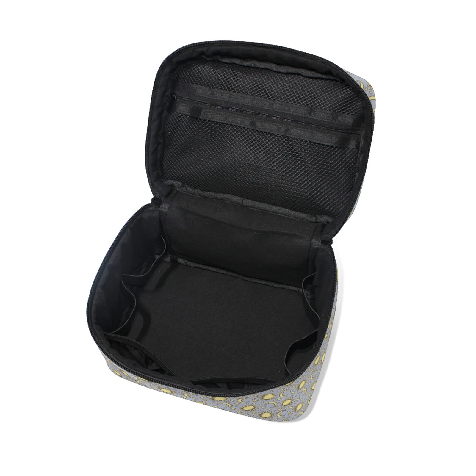 Vintage Moon & Sun Dot Cosmetic Bag for Women – Waterproof Makeup Pouch, Travel Toiletry Organizer, Train Case – Perfect for Travel, Gym, and Everyday Use