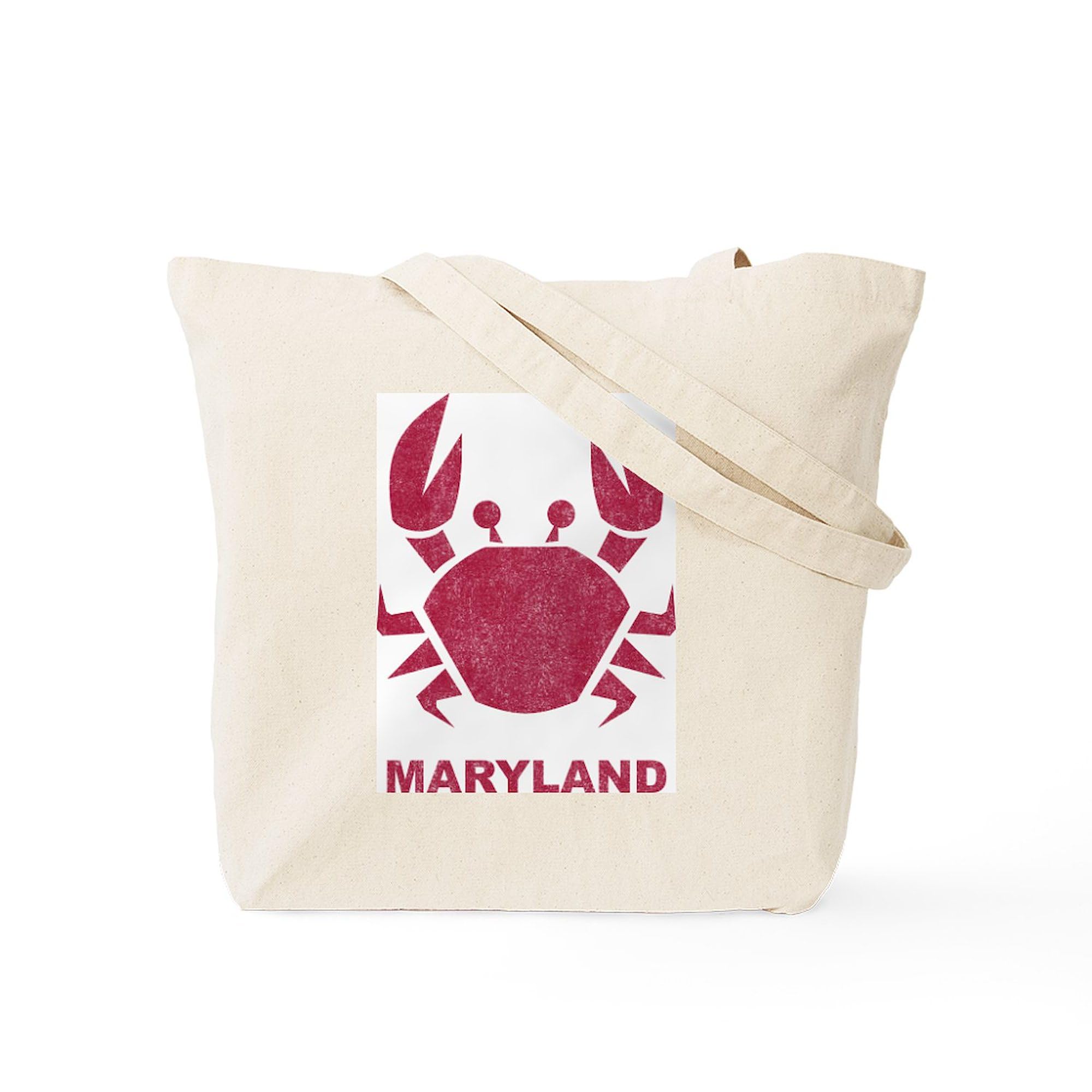 Maryland Crab Themed Natural Canvas Tote Bag - Eco-Friendly Reusable Shopping Bag for Groceries, Beach Trips & Farmers Market