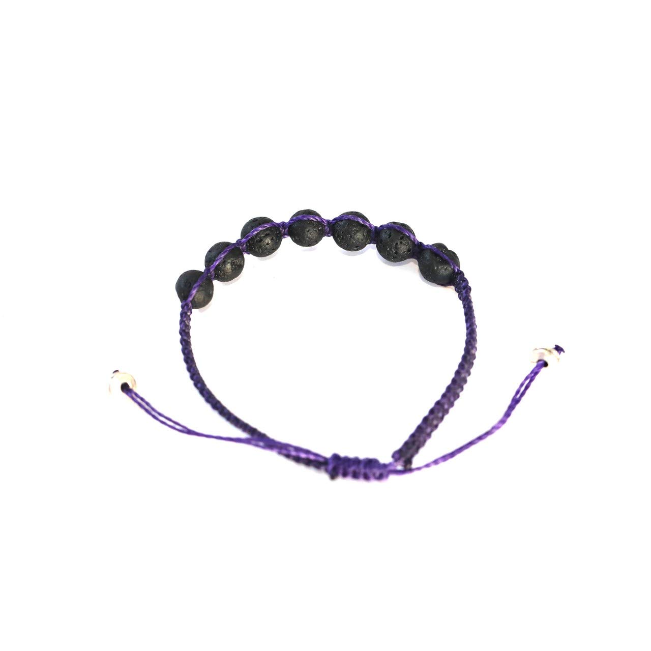 Handmade Macrame String Wrap Bracelet with Black Lava Rock Beads - Adjustable 6.0-8.0 Inch Unisex Bracelet for Men & Women | Aromatherapy Diffuser & Fashion Accessory | Perfect for Yoga, Meditation, Gifts and Everyday Wear