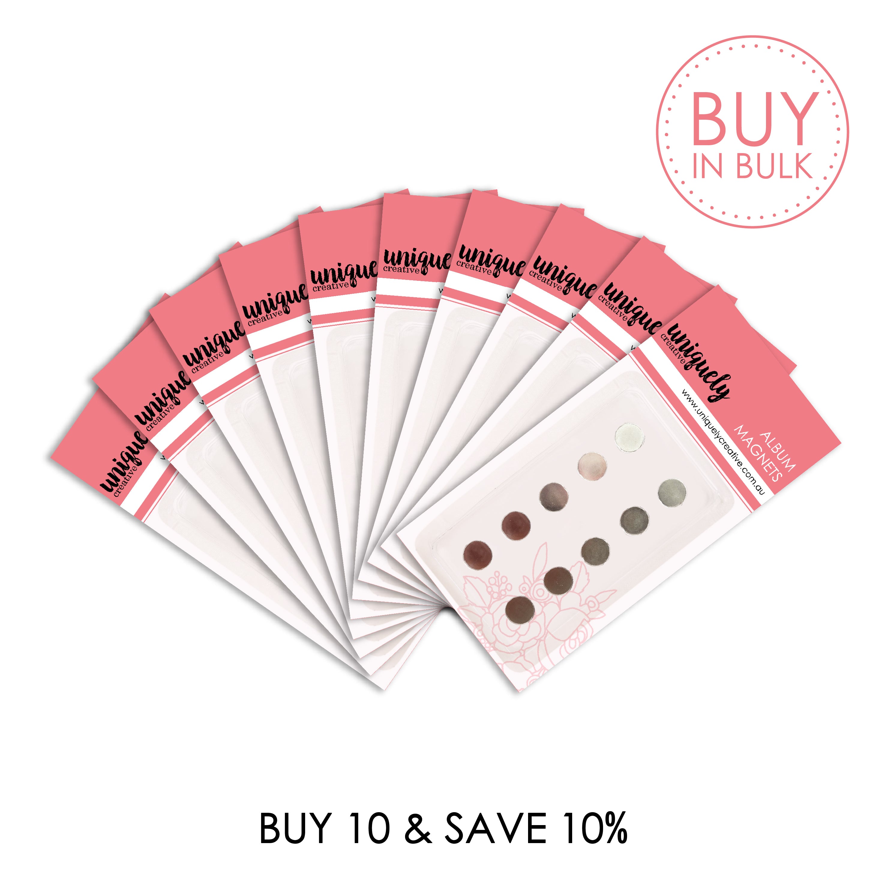 10mm Round Album Magnets - Bulk Pack of 10 - Strong Adhesive Photo Magnets for Refrigerators, Whiteboards & DIY Scrapbooking Projects