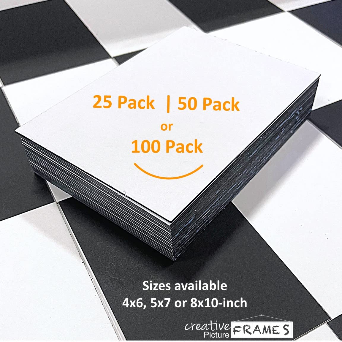 8x10 Inch Black Picture Frames with White Back & Acid-Free 4-Ply Mat Backer Board - Pack of 100 | Perfect for Photo Displays, Art Galleries & Home Decor