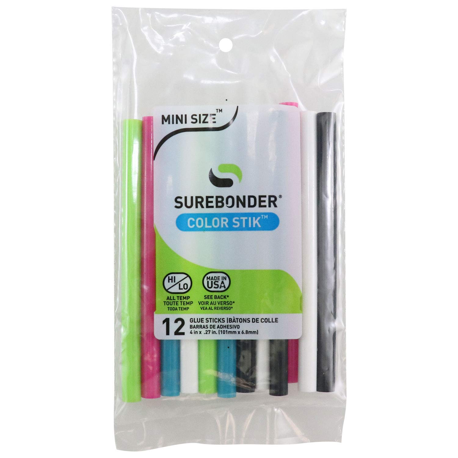 Surebonder CO-12V Mini All-Temperature Colored Glue Sticks - 12 Pack (4