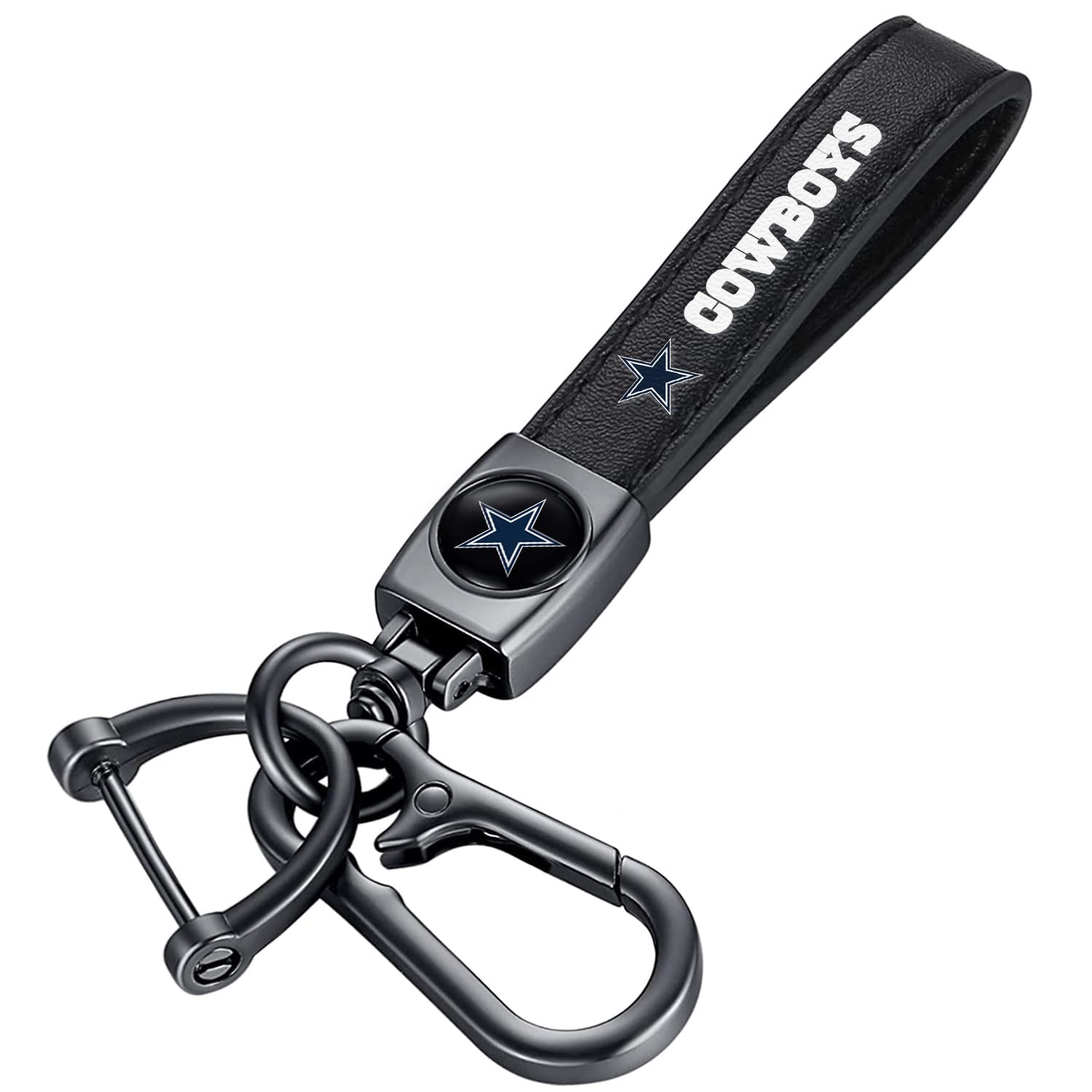 Genuine Leather Car Keychain Key Ring - Premium Football Fan Accessory, Business Gift & Birthday Present for Men & Women - Perfect for Sports Enthusiasts & Corporate Events