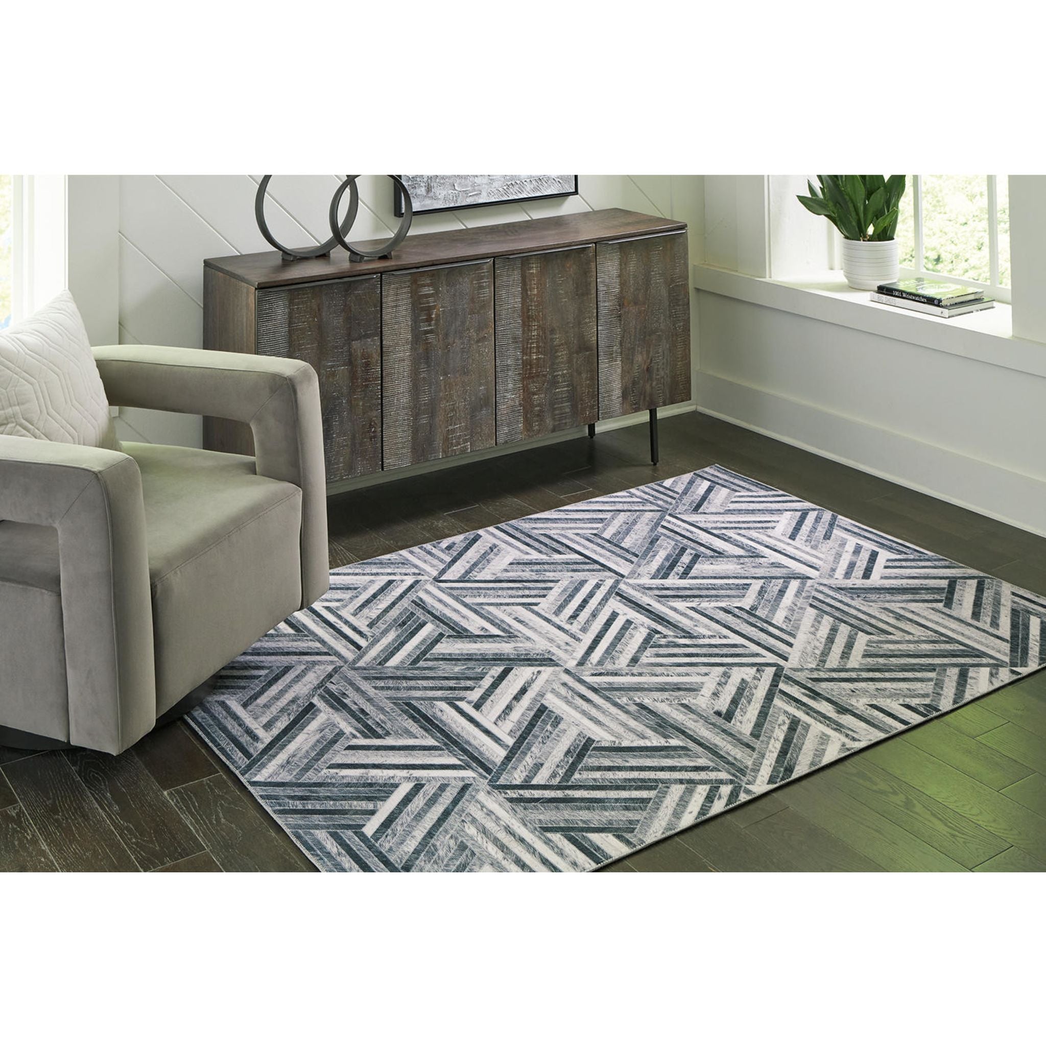Adalock 5'x7' Area Rug - Soft Non-Slip Living Room Rug for Home Decor, Bedroom, Office - Easy to Clean Modern Floor Carpet
