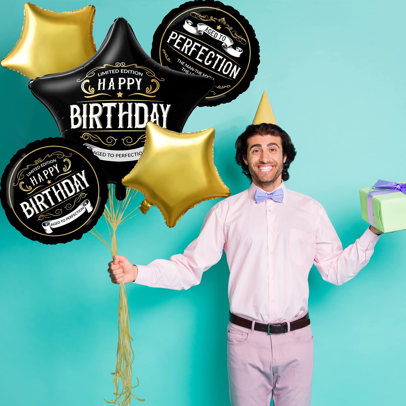 Black and Gold Better With Age Foil Balloon - Happy Birthday Decorations for Men | Adult Birthday Party Supplies for 40th, 50th Milestone Celebrations, Office & Home Decor