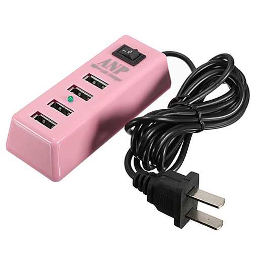 ANP 2.1A 4-Port USB Wall Charger with Power Adapter - Fast Charging for iPhone, Samsung, iPad - Perfect for Home, Office & Travel Use