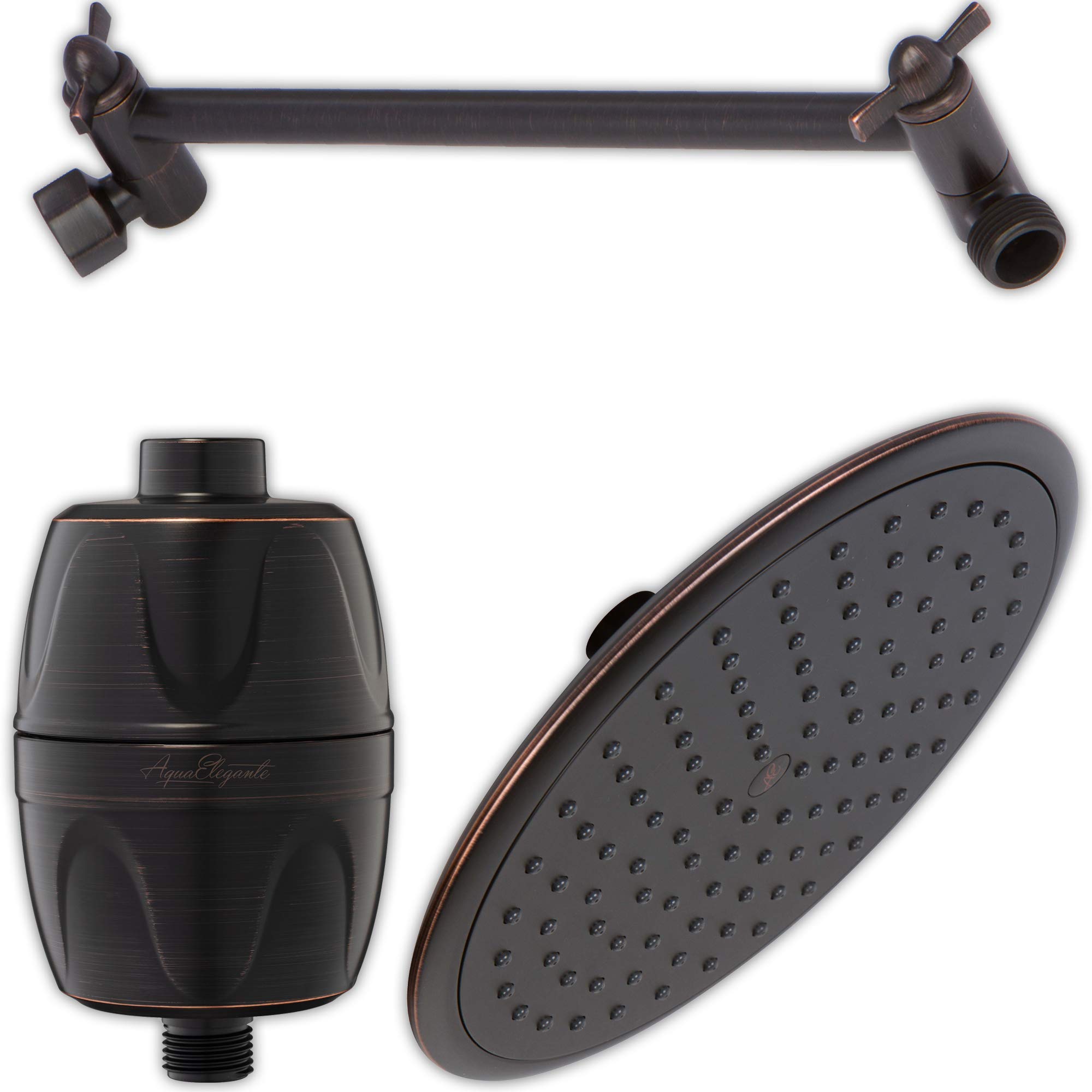 Luxury 9 Inch Rain Shower Head with Water Filter & Adjustable Extension Arm - Chlorine Removal, 2.5 GPM Flow Rate, Oil-Rubbed Bronze Finish - Perfect for Spa-Like Bathroom Experience & Hard Water Solutions