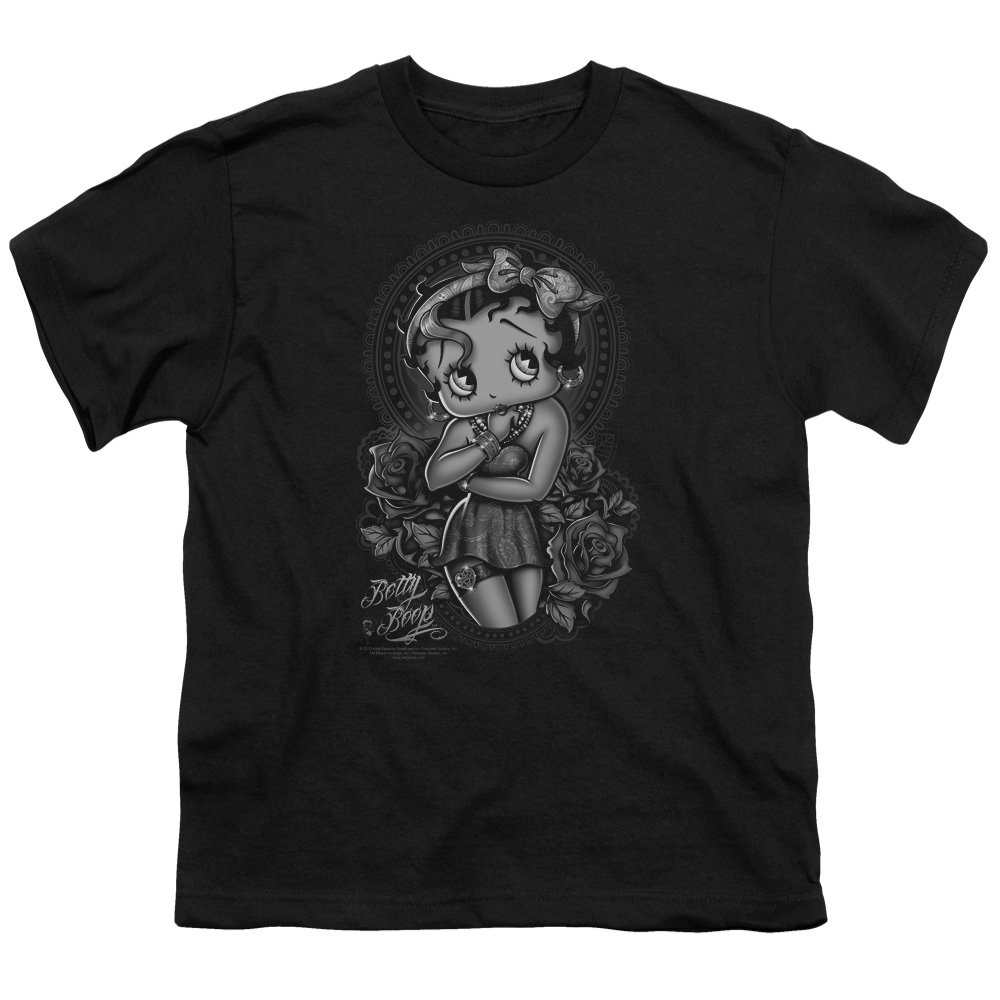 Betty Boop Fashion Roses Unisex Youth T-Shirt for Boys & Girls - Cute Graphic Tee for Kids, School, Playdates & Casual Wear