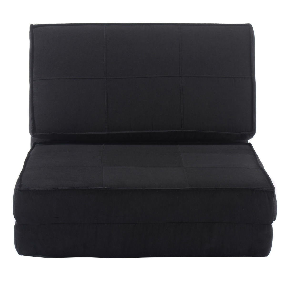 Convertible Folding Bed Sofa Chair - Multi-Functional Sleeper Lounger for Small Spaces, Guest Room & Camping - Black