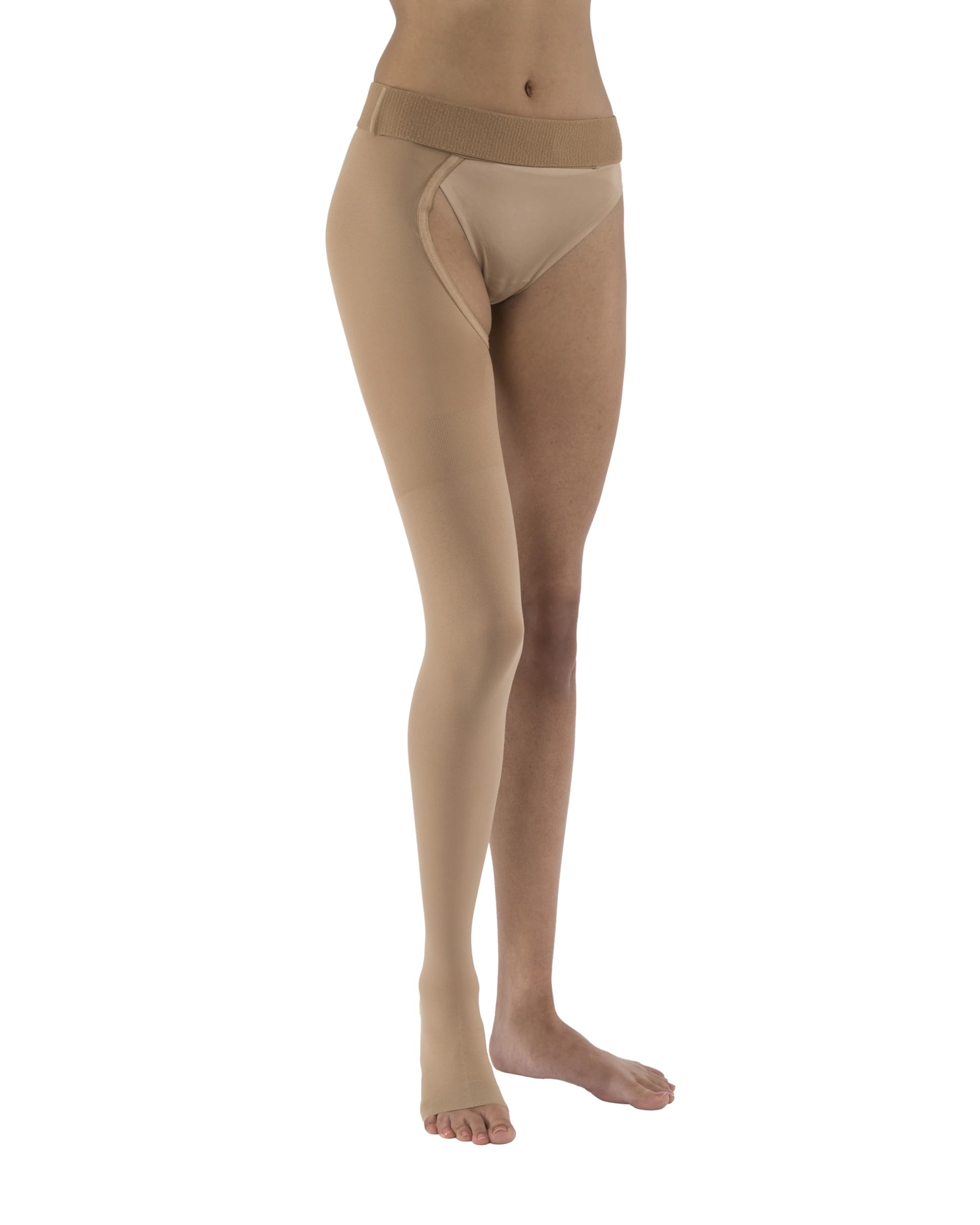 JOBST Relief Graduated Compression Stockings 20-30mmHg - Comfortable Unisex Medical Socks for Circulation - Open Toe Beige Medium - Ideal for Travel, Pregnancy & Varicose Vein Relief