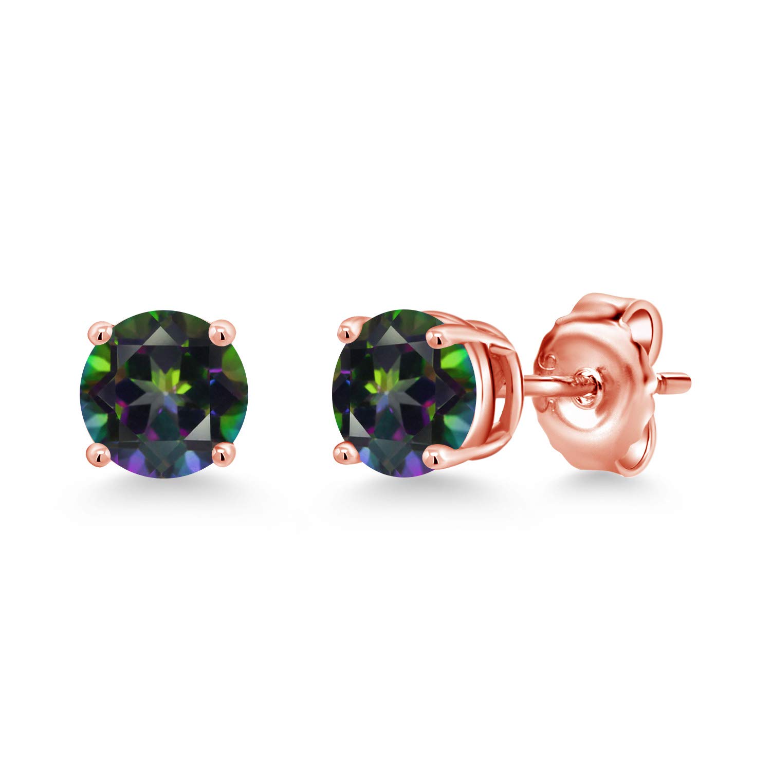 Gem Stone King 18K Rose Gold Plated Sterling Silver 6MM Round Birthstone Stud Earrings for Women & Men | Personalized Jewelry Gift for Birthday, Anniversary & Special Occasions