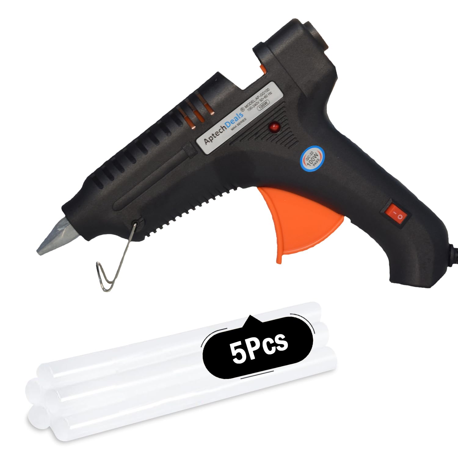 APTECH DEALS 100W Hot Glue Gun Kit with 5 Glue Sticks - Fast Heating Craft Tool for DIY Projects, Home Repairs, and Arts & Crafts
