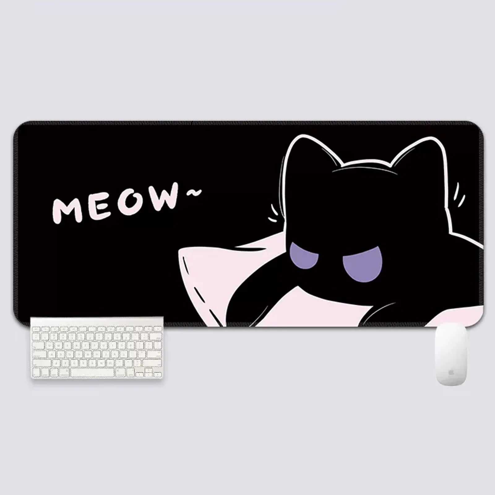 YUZNII Oversized Cartoon Kitten Mouse Pad - Non-Slip Gaming Desk Mat with Cute Cat Design, Large Extended Mousepad for Computer, Laptop, Office & Home Workspace (35.4x15.7 Inches) - Perfect for Work, Gaming & Study