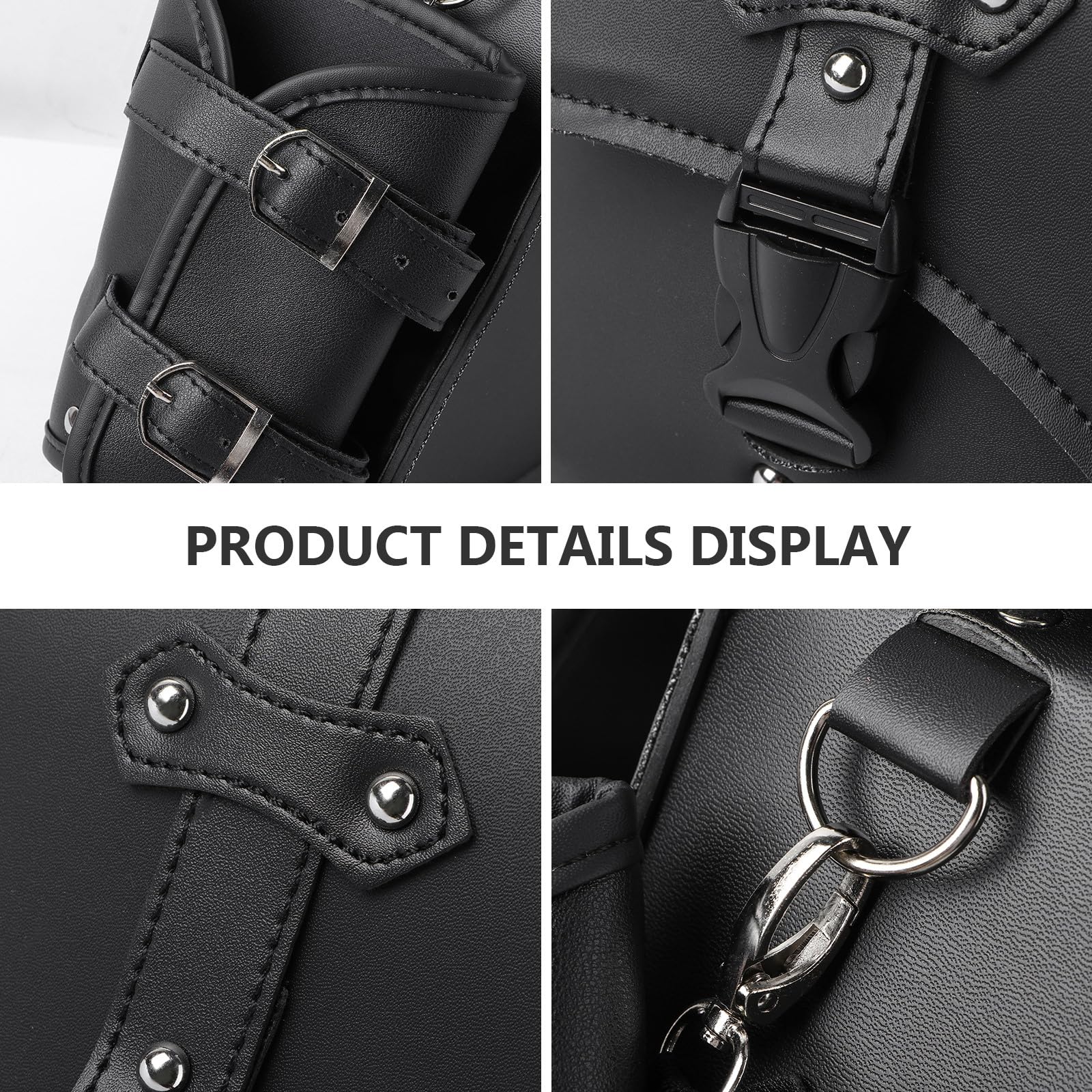 Garneck Motorcycle Swingarm Bag with Metal Buckle - Left Side Quick Release Black Storage Pouch for Harley Sportster, Night Rod & Shadow - Perfect for Road Trips & Daily Commuting