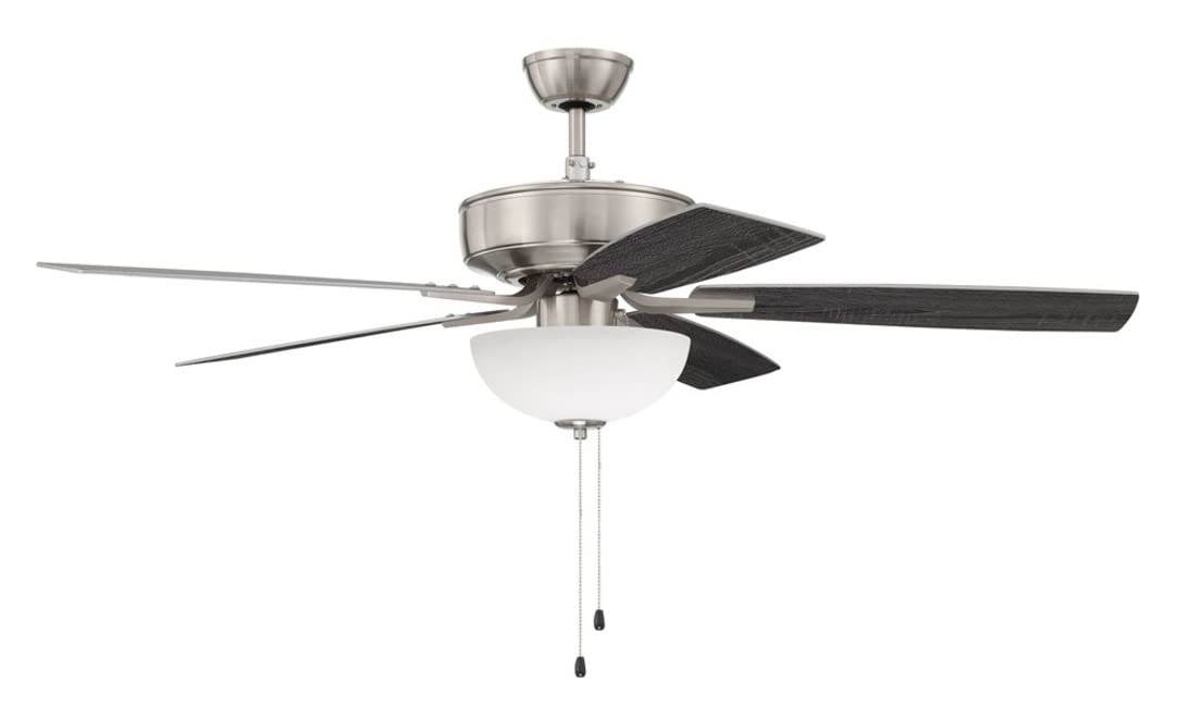 Craftmade P211BNK5-52DWGWN 52-Inch Indoor Ceiling Fan with LED Light Kit, 5 Reversible Driftwood/Grey Walnut Blades, Brushed Nickel Finish - Perfect for Living Room, Bedroom, and Office Spaces