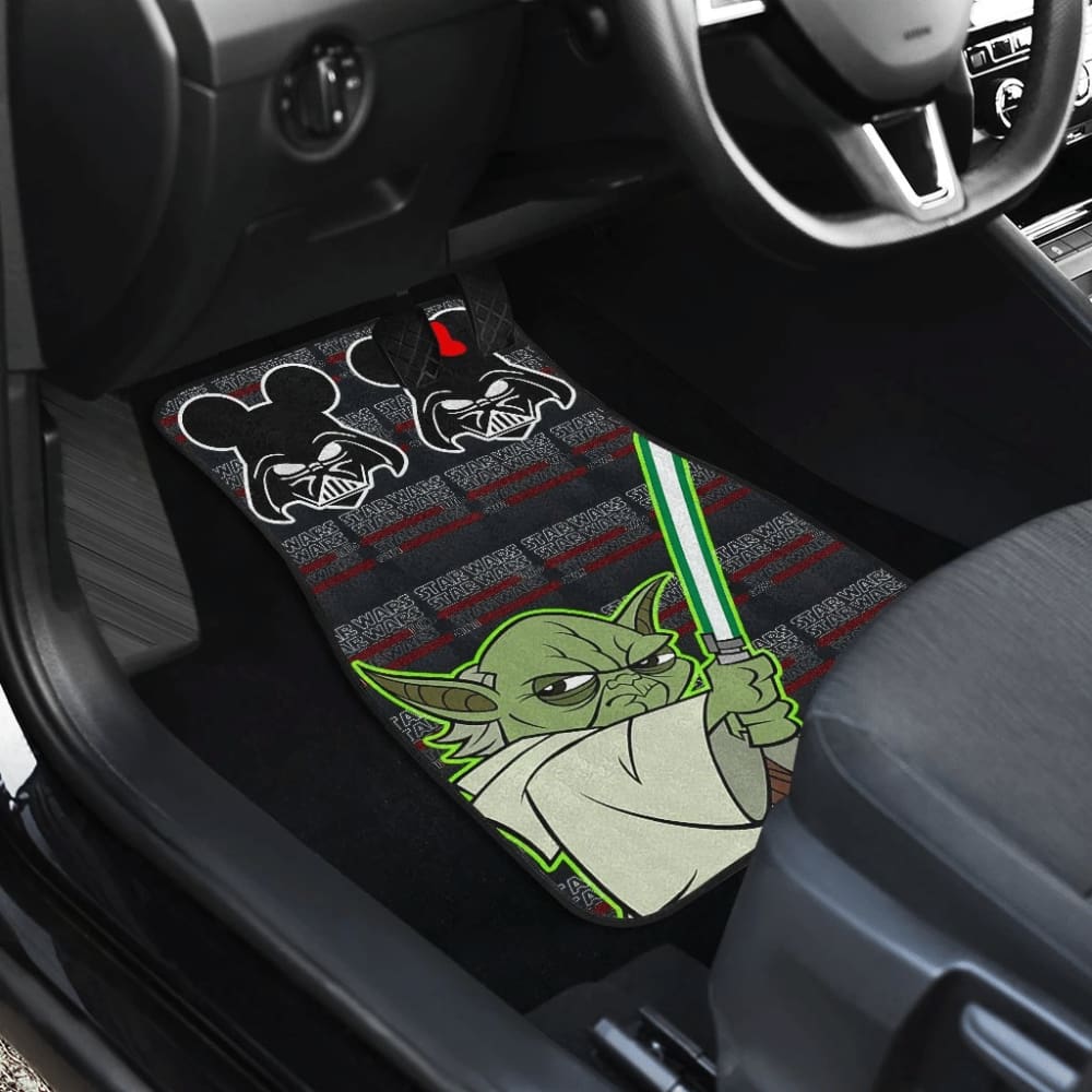 Star Wars Baby Yoda Themed Car Floor Mats with Lightsaber Design - Durable Anti-Slip Vehicle Accessories for Fans & Collectors - Perfect for Cars, Trucks & SUVs