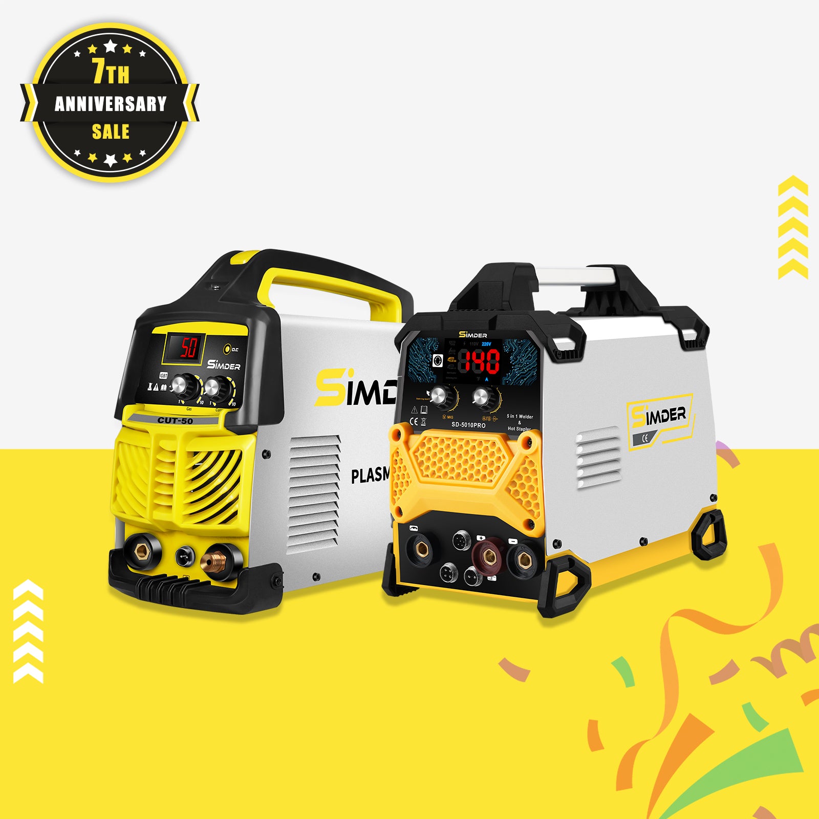 SSIMDER CUT 50 Plasma Cutter & SD 5010PRO 5-in-1 Multi-Function Welder with Hot Stapler & Soldering Iron - Perfect for Metal Fabrication, DIY Projects, and Home Repairs