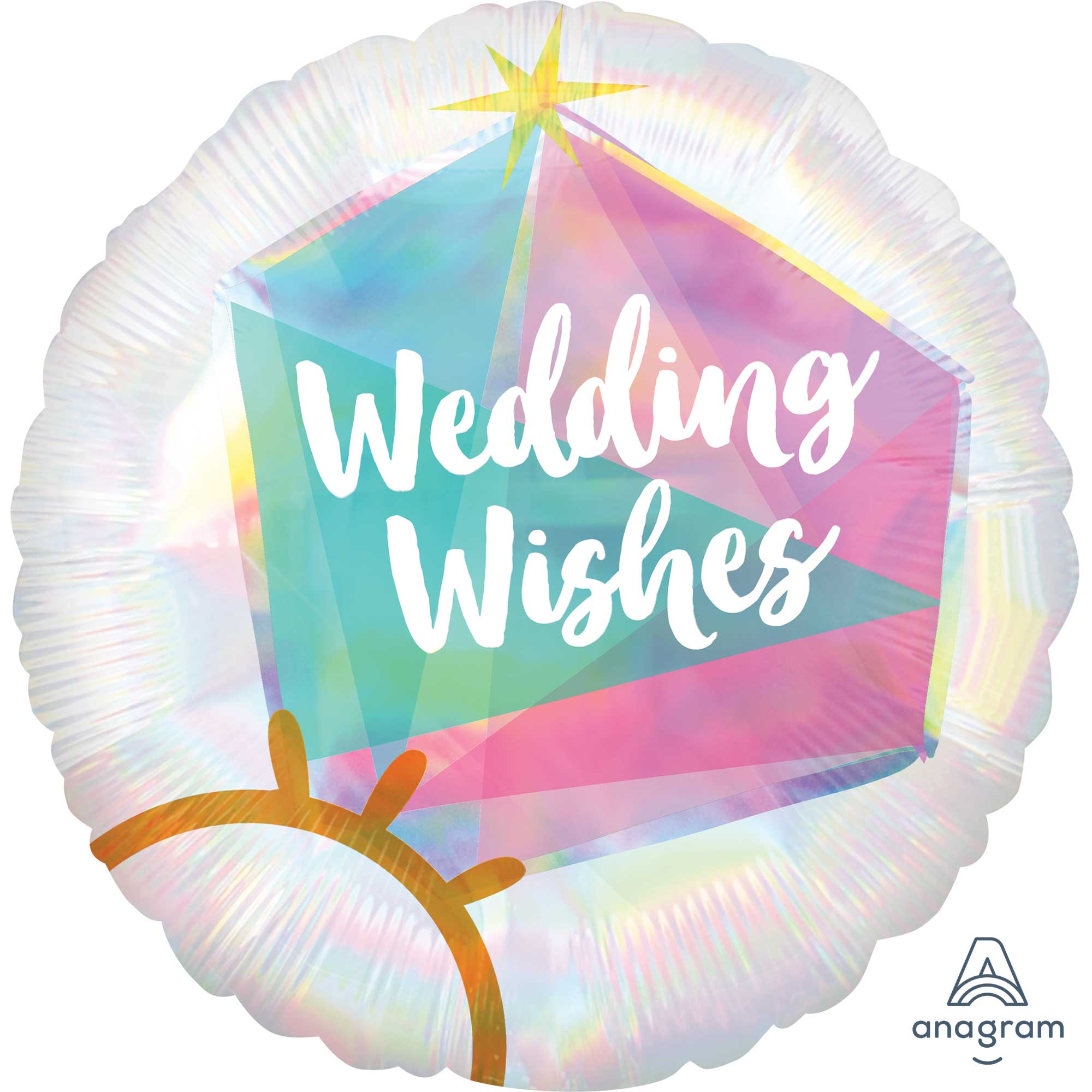 45cm Standard Wedding Ring Balloon - Iridescent Holographic Party Decorations for Wedding Wishes, Anniversary, Baby Shower & Romantic Proposals