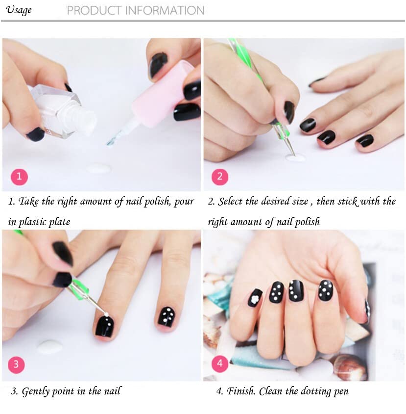Professional Nail Art Brush Pen Kit - AB Rhinestone UV Gel Building, Drawing, Lining Brushes Set with Dotting Pens & Manicure Tape - Perfect for DIY Nail Designs at Home or Salon (Women & Girls)