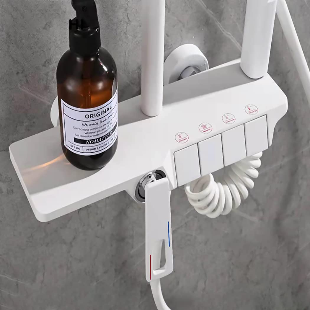 Premium Wall Mounted Shower System - White Rain Shower Combo with Piano Key Trim, 10