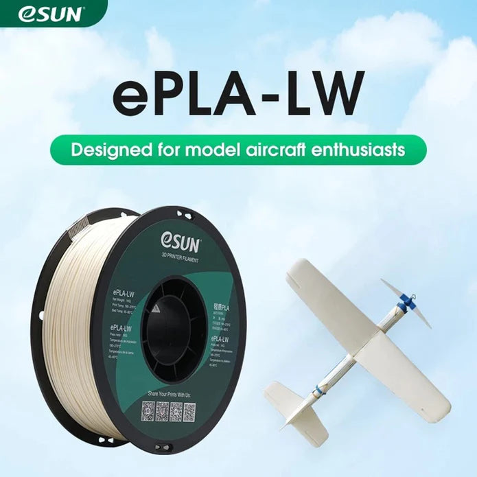 Esun PLA LW Lightweight 3D Printing Filament 1.75mm 1kg Spool - Premium White PLA Filament for Smooth 3D Printing, Ideal for Cosplay Props, Model Making & DIY Projects
