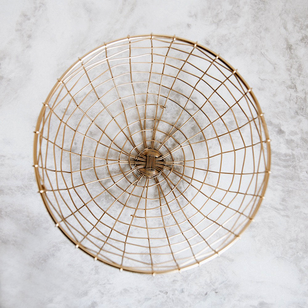 Short Round Brass Wire Basket - Decorative Storage Organizer for Home, Office & Kitchen | Perfect for Fruits, Keys & Small Items
