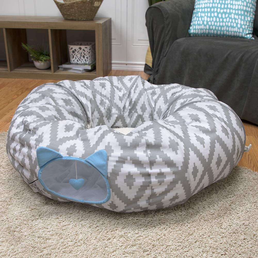 Kitty City Large Cat Tunnel Bed - Pop Up Cat Bed with Play Tunnel for Indoor Cats | Cozy Hideaway & Fun Play Space for Kittens & Adult Cats
