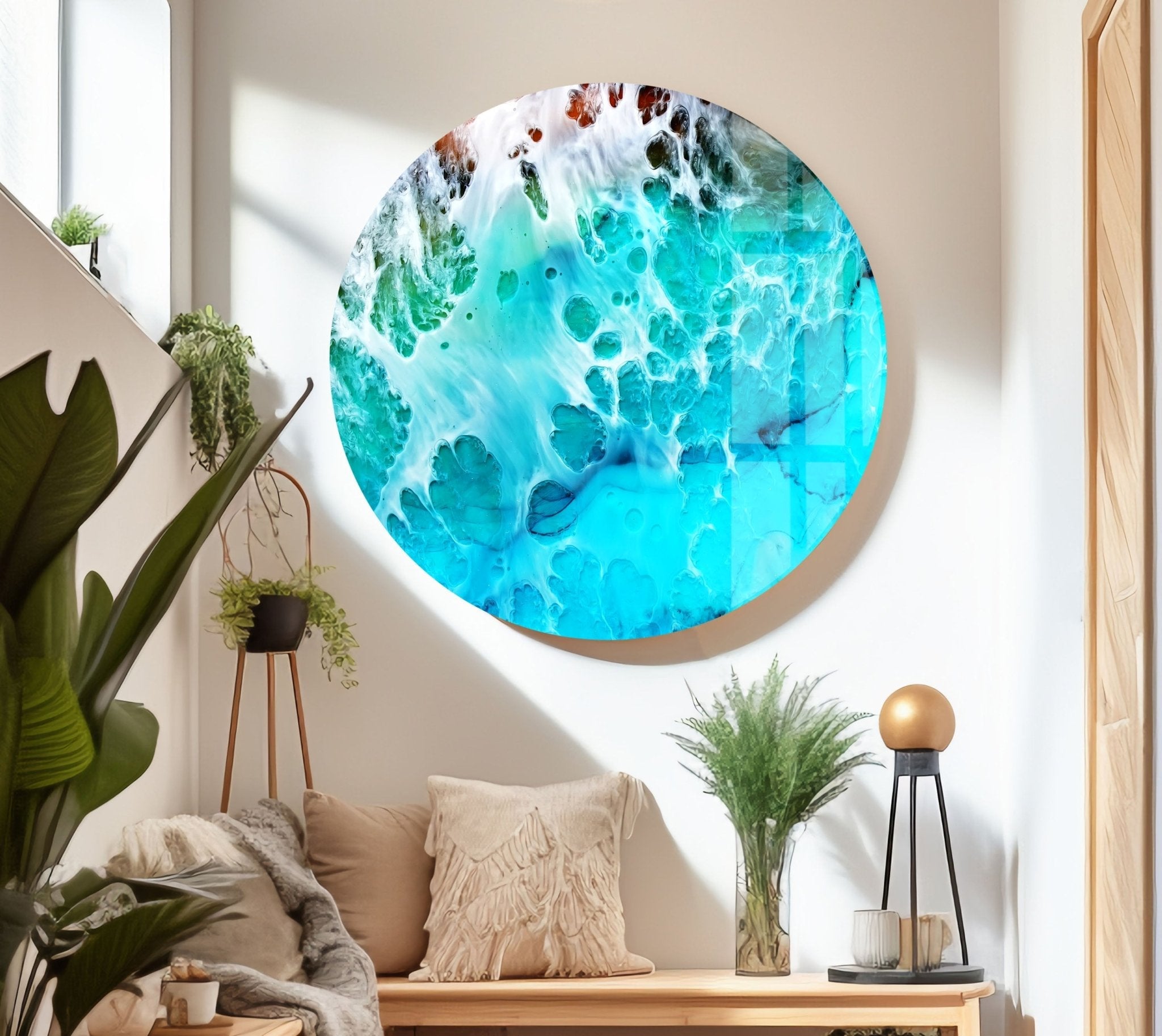 Stunning Ocean Aerial View Glass Wall Art - Modern Coastal Home Decor for Living Room, Bedroom & Office