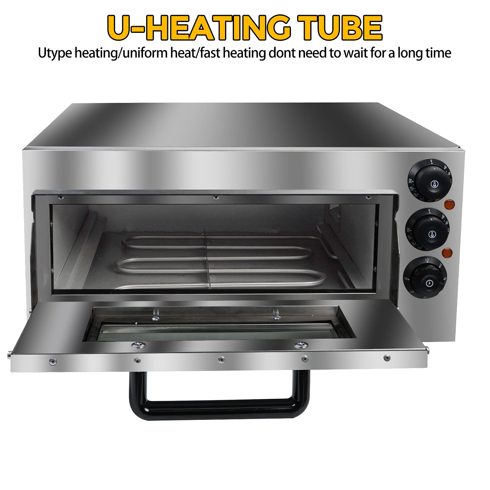 Commercial Electric Pizza Oven 16 Inch - 1400W Countertop Pizza Maker with 20L Capacity, Stainless Steel Single Deck Toaster & Broiler for Restaurant, Home & Bakery - Perfect for Pizzas, Snacks, Baking & Broiling