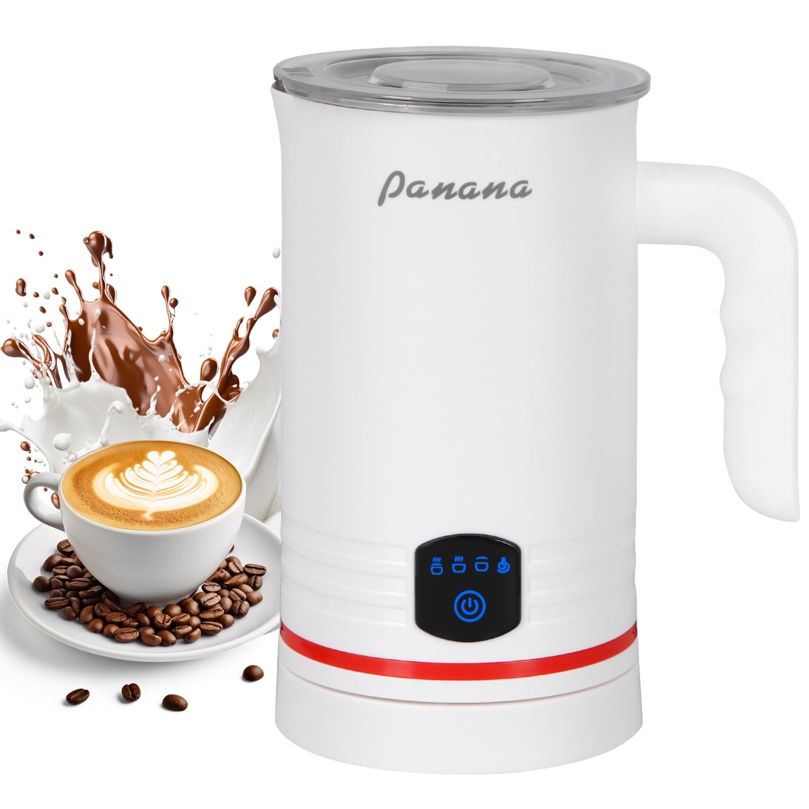 Electric Milk Frother 4-in-1 - 14.5oz/430ml Automatic Warm & Cold Foam Maker for Coffee, Latte, Cappuccino, Macchiato, Hot Chocolate - Perfect for Home Baristas & Coffee Lovers (White)