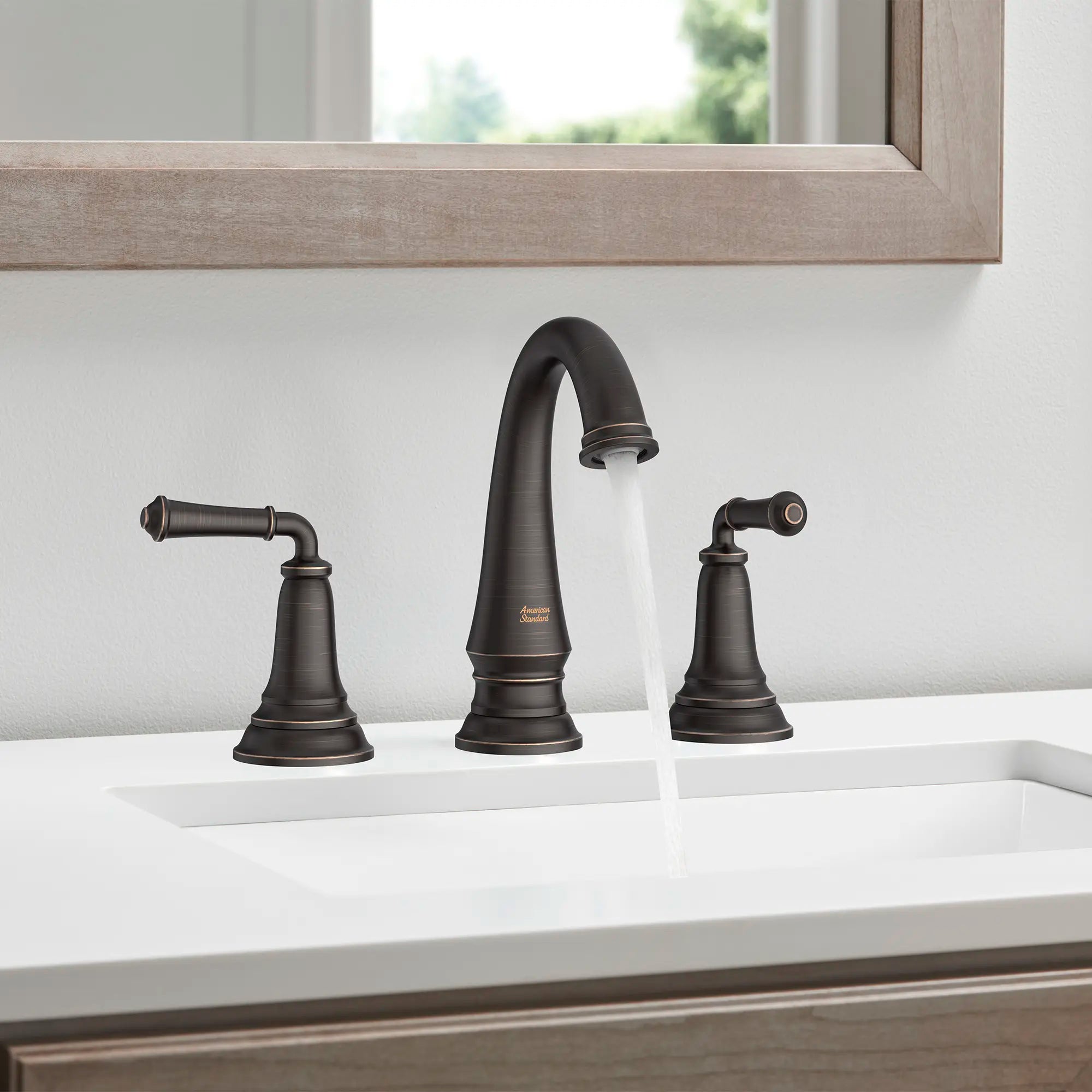 Delancey® 8 Inch Widespread 2 Handle Bathroom Faucet - 1.2 GPM/4.5 LPM Water Saving - Lever Handles - Perfect for Modern Vanities and Guest Bathrooms