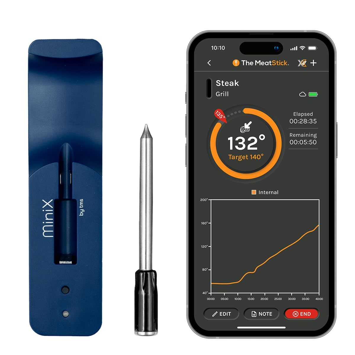 MeatStick Mini X Set - Wireless Bluetooth Meat Thermometer for Kitchen, BBQ, Grill, Oven, Air Fryer, Sous Vide & Rotisserie | Perfect for Indoor Cooking, Outdoor Grilling & Deep Frying | Accurate Temperature Monitoring