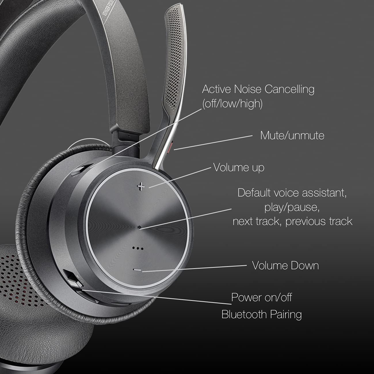 GTW Poly Voyager Focus 2 UC Wireless Bluetooth Headset with Noise Cancelling - USB-A Connectivity for PC, Mac, Desk Phone & Smartphone - Compatible with Microsoft Teams, Zoom, RingCentral, 8x8, Vonage - Includes Bonus Microfiber Cloth - Perfect for Remote Work, Video Conferencing & Call Center Use