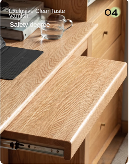 Solid Oak Retractable Writing Desk - Narrow Space-Saving Home Office Desk for Small Rooms & Apartments | Perfect for Study, Work & Remote Learning
