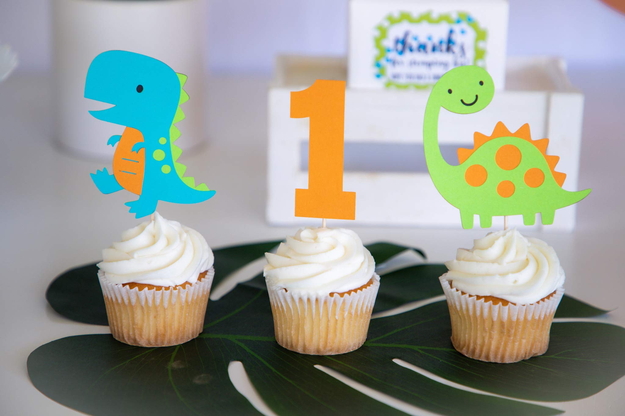 Dinosaur Cupcake Toppers for Birthday Party, Baby Shower & Dino Themed Decorations - Perfect for First Birthday, Dino Party & Cake Decorating
