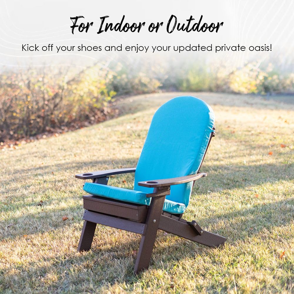 RSH DECOR: 2-Piece Tufted Adirondack Chair Cushion Set - 42.5” x 21” All-Weather Outdoor Cushions - Waterproof & Fade-Resistant Spun Fabric - Navy Blue Patio Furniture Cushions - Perfect for Deck, Poolside & Garden Relaxation