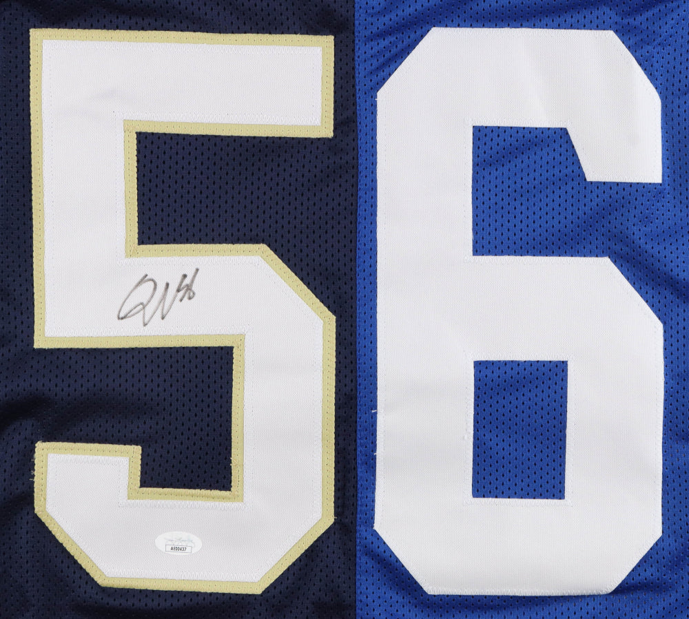 Quenton Nelson Autographed Notre Dame & Indianapolis Colts #56 Blue Jersey - Signed Football Memorabilia for Fans, Collectors & Sports Enthusiasts - Perfect for Display, Gifts & Game Day