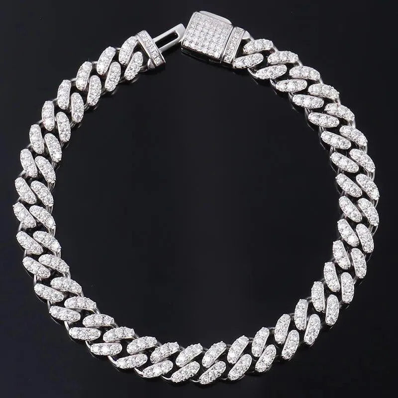 ROBUKF Genuine Moissanite 6mm Cuban Link Bracelet for Men - VVS1 Diamond Clarity, 925 Sterling Silver White Gold Plated | Luxury Hip Hop Jewelry Gift for Birthday, Anniversary & Special Occasions