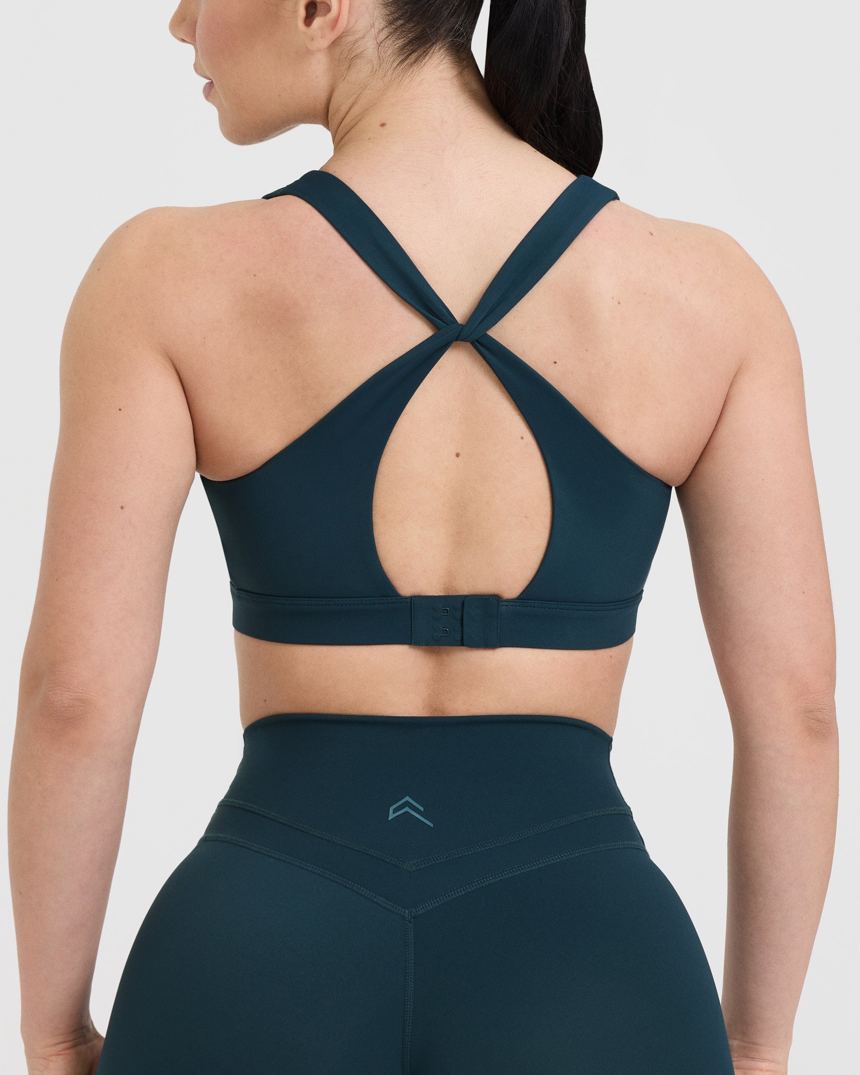 High Support Unified Layered Sports Bra for Women - Oil Blue | Moisture Wicking & Breathable for Running, Yoga & Gym Workouts