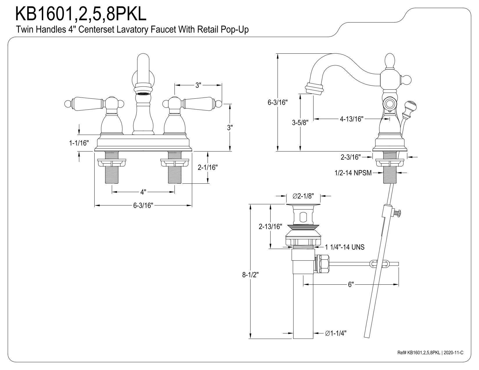 Kingston Brass KB1605PKL Duchess 4