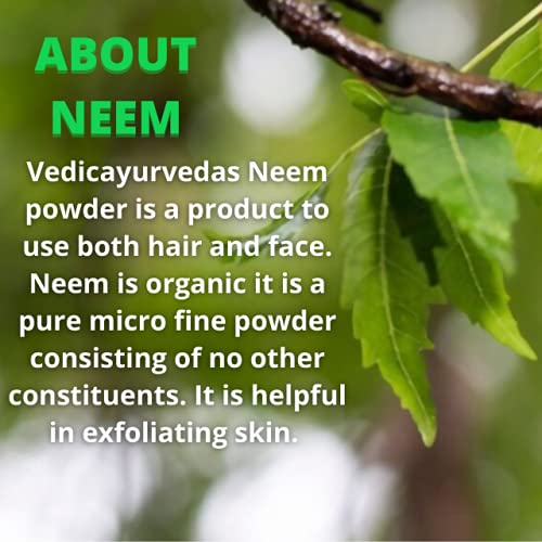 VEDICAYURVEDA 100% Organic Neem Powder for Face Cleansing & Hair Care - Reduces Hair Fall, Dandruff, Promotes Healthy Hair Growth - 100g | Natural Ayurvedic Treatment for Acne, Scalp Issues & Skin Problems