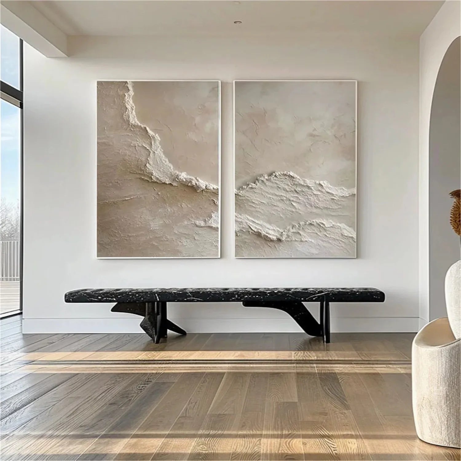 Ocean and Sky Wall Art Set of 2 - Modern Coastal Paintings for Living Room & Bedroom Decor | OS 220