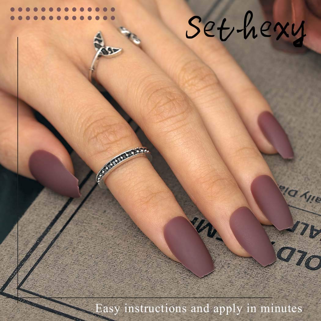 Sethexy Matte Coffin False Nails 8 Packs (192 Pcs) - Solid Color Press on Nails Medium Ballerina Fake Nails for Women and Girls - Perfect for Parties, Weddings, and Everyday Wear