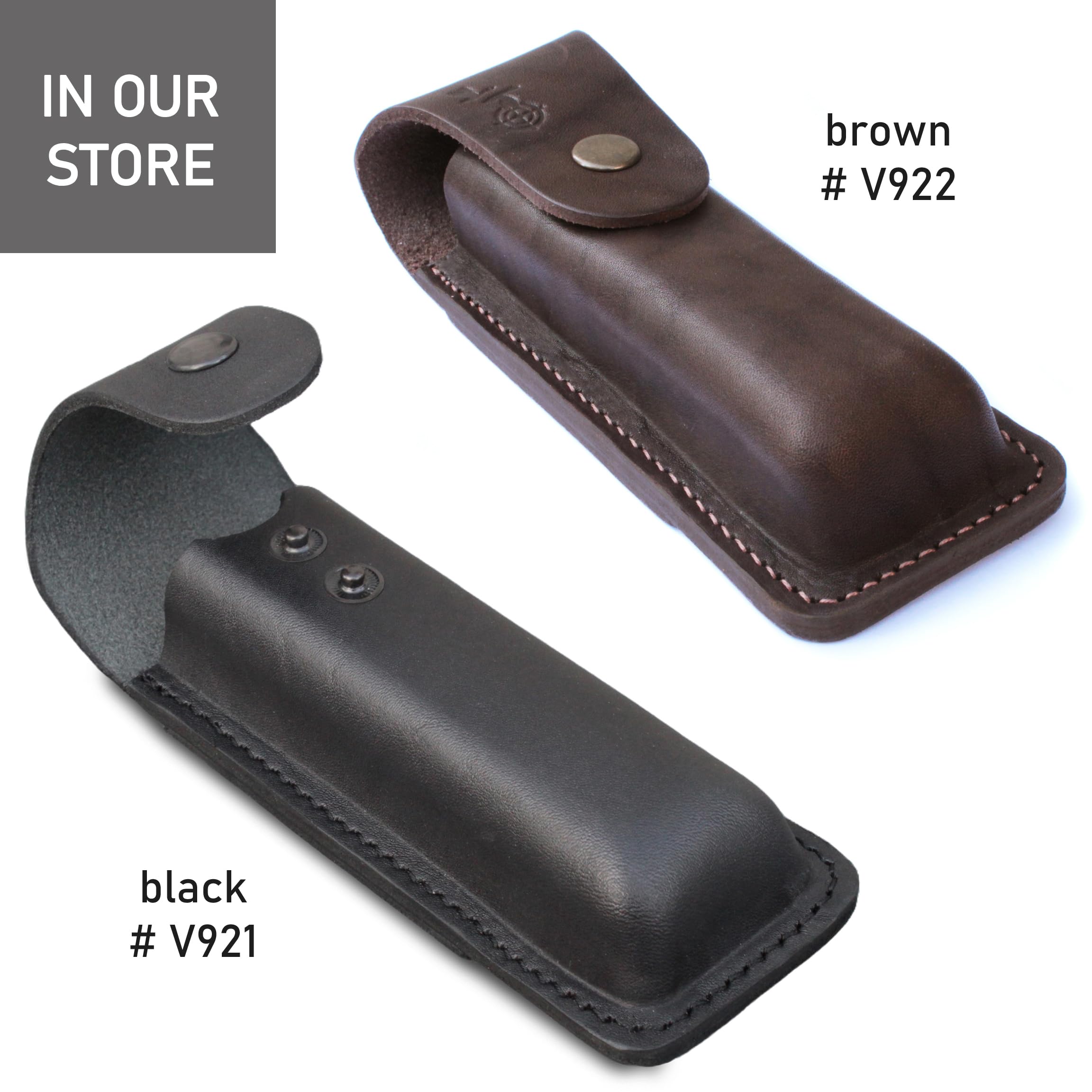 Premium Leather Folding Knife Sheath - Full Size Pocket Knife Holster for Large EDC Knives | Belt Loop for Vertical/Horizontal Carry | Secure Snap Closure Pouch for Multitools - Perfect for Camping, Hiking & Outdoor Adventures
