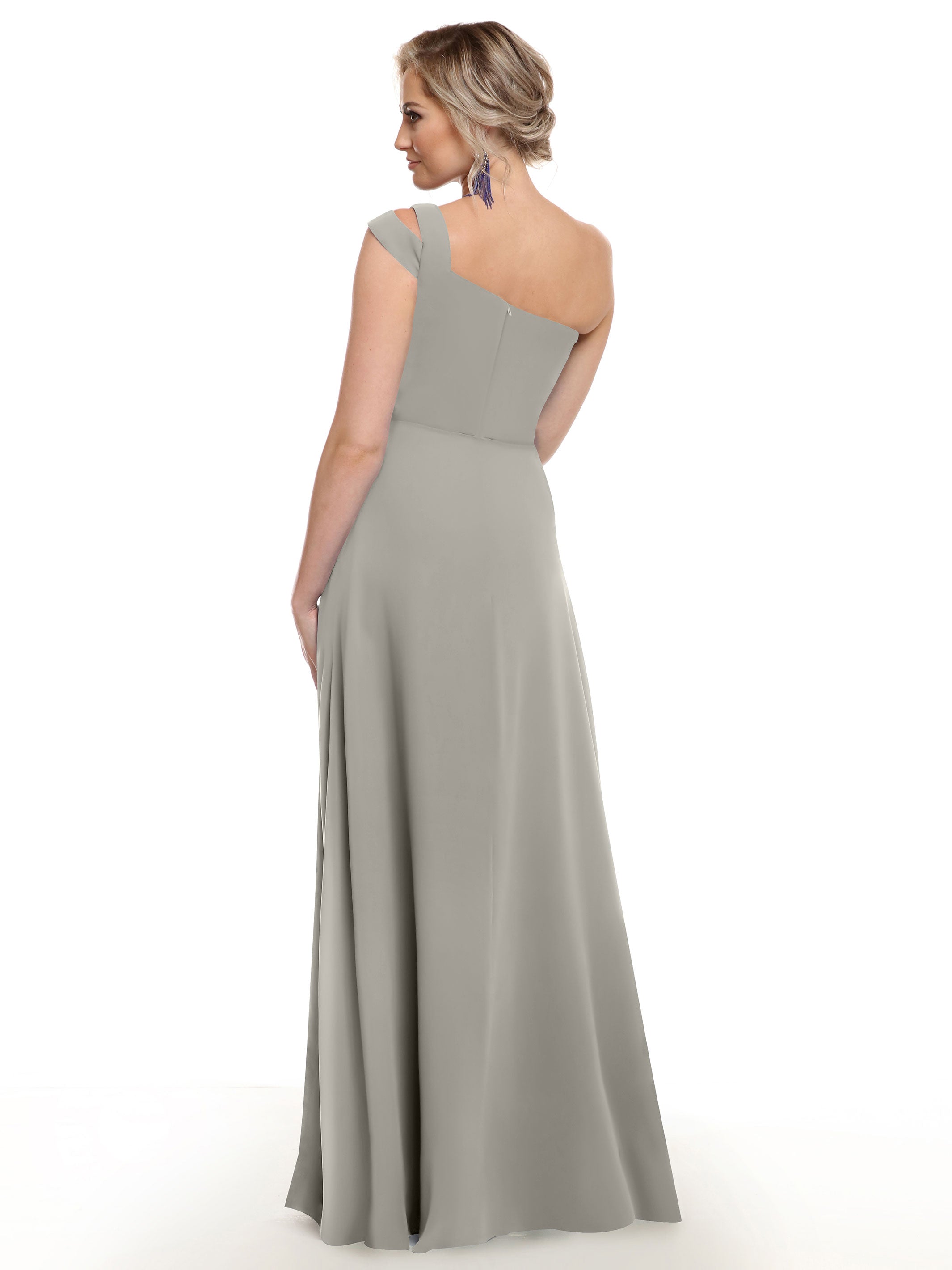 Elegant 80139 Chiffon A-Line One Shoulder Bridesmaid Dress with High Slit - Perfect for Weddings, Proms & Formal Events