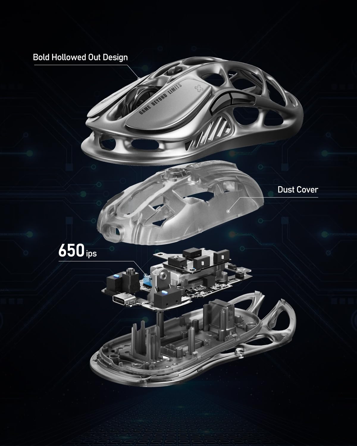 GravaStar Mercury M1 Pro Wireless Gaming Mouse - Lightweight Magnesium Alloy, 26,000 DPI, PAW3395DM Sensor, Tri-Mode Connectivity, 4K Support, 200H Battery Life - Perfect for PC, Mac, Esports & Competitive Gaming