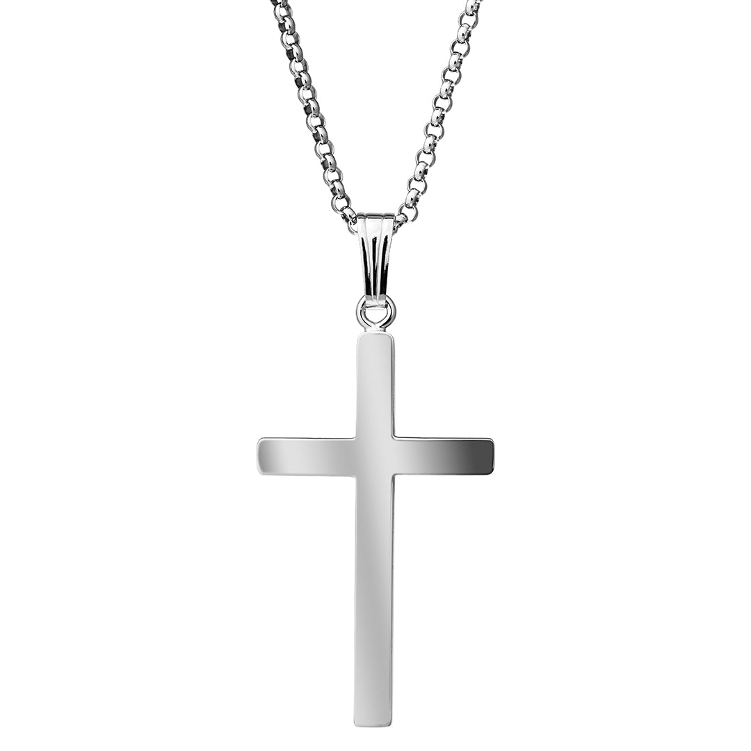 18x37mm Sterling Silver Cross Pendant Necklace for Women - Religious Jewelry Gift for Baptism, Confirmation & Everyday Wear