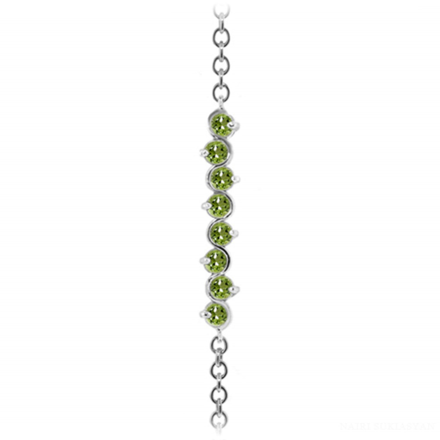 1.55 Carat 14K Solid White Gold Bracelet with Natural Peridot Gemstone | Elegant Jewelry for Women | Perfect for Weddings, Anniversaries & Special Occasions
